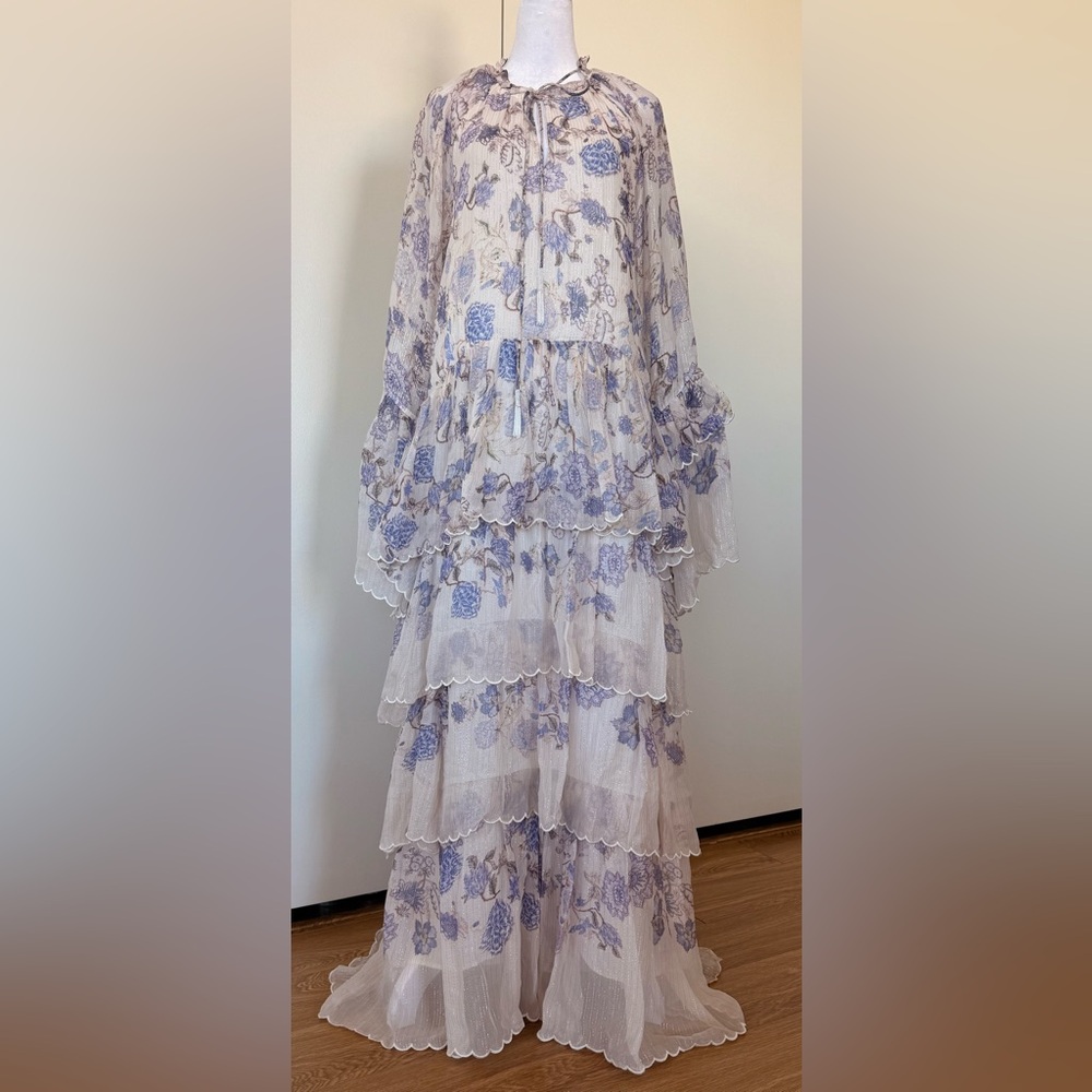 Floral Maxi Dress in Purple and Cream - Picture 10 of 15
